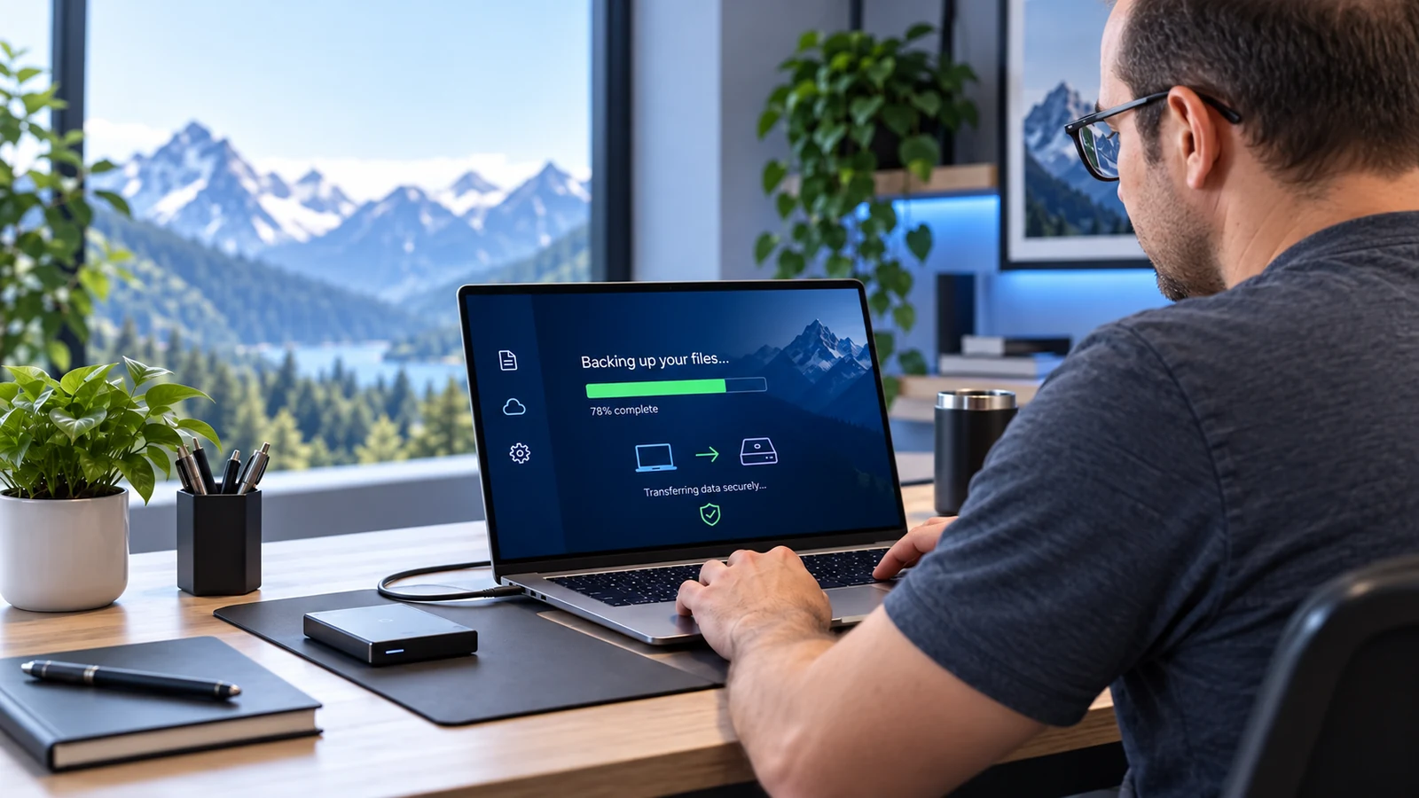 Imagine ilustrativă: backup și transfer de date către un mediu extern.