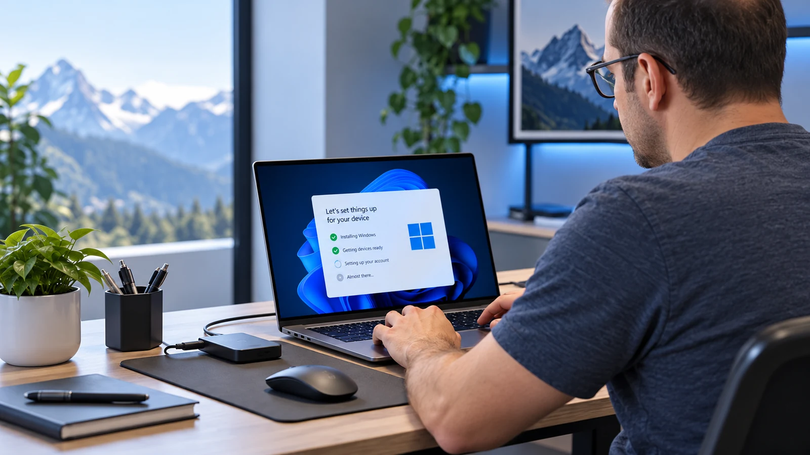 Imagine ilustrativă: instalare și configurare Windows pe un laptop.